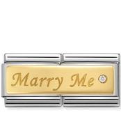 Nomination Yellow Gold with White Stone Engraved Marry Me Double Charm image