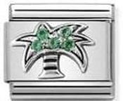 Nomination Silver with Green Stones Palm Tree Charm image
