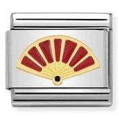 Nomination Yellow Gold and Enamel Red Fan Charm image