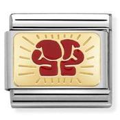 Nomination Yellow Gold and Enamel Plate Boxing Gloves Charm