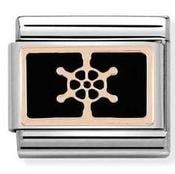 Nomination Rose Gold and Black Enamel Plate Boat Wheel Charm