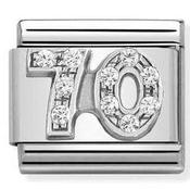 Nomination Silver with White Stones Number 70 Charm image