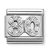 Nomination Silver with White Stones Number 80 Charm image