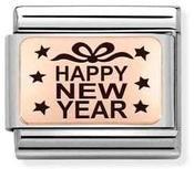 Nomination Rose Gold and Enamel Plate Happy New Year Charm image