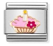 Nomination Rose Gold and Enamel Cupcake with Candle Charm