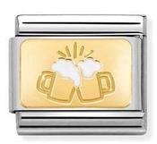 Nomination Yellow Gold and Enamel Plate Beer Tankards Charm