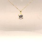 9ct yellow gold 4 claw 6mm CZ Solitaire pendant image