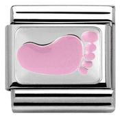 Nomination Silver and Enamel Plate Pink Baby Footprint Charm
