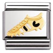 Nomination Yellow Gold and Black/White Enamel Football Boot Charm