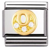 Nomination Yellow Gold with White Stones Letter O Charm image