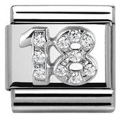 Nomination Silver with White Stones Number 18 Charm image