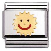 Nomination Yellow Gold and Enamel Smiling Sun Charm image