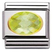 Nomination Yellow Gold Oval Faceted Green Stone Charm image