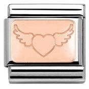 Nomination Rose Gold Engraved Plate Heart with Wings