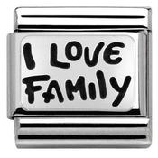 Nomination Silver Oxidised Plate I Love Family Charm image