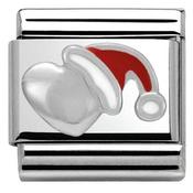 Nomination Silver and Enamel Heart with Santa Hat Charm image