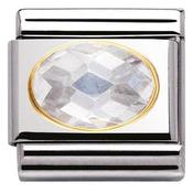 Nomination Yellow Gold Oval Faceted White Stone Charm image