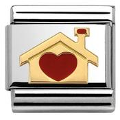 Nomination Yellow Gold and Enamel Home with Heart Charm image
