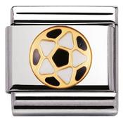 Nomination Yellow Gold and Black/White Enamel Football Charm image