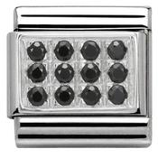 Nomination Silver Rectangle Pavé with Black Stones Charm image