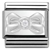 Nomination Silver with White Stone Bow Charm image