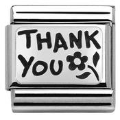 Nomination Silver Oxidised Plate Thank You Charm