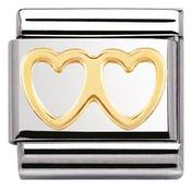 Nomination Yellow Gold Double Heart Outline Charm image
