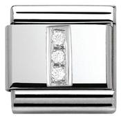 Nomination Silver with White Stones Letter I Charm