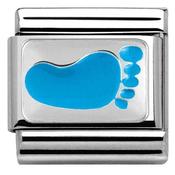 Nomination Silver and Enamel Plate Blue Baby Footprint Charm