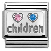 Nomination Silver with Coloured Stones Plate Children Charm