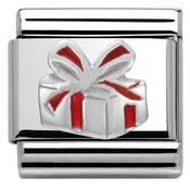 Nomination Silver and Red Enamel Gift Box Charm image