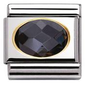 Nomination Yellow Gold Oval Faceted Black Stone Charm image