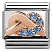 Nomination Rose Gold with Light Blue Stones Mother and Son Knot Charm image