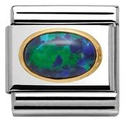 Nomination Yellow Gold Oval Stone Green Opal Charm image