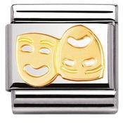 Nomination Yellow Gold Drama Masks Charm image
