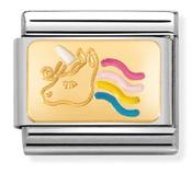 Nomination Yellow Gold and Enamel Plate Unicorn Charm