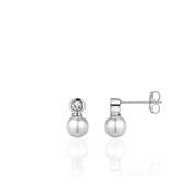 Sterling Silver 1 CZ 1 pear short drop earring image
