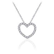 Sterling Silver cz heart pendant medium
