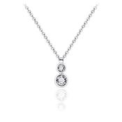 Sterling Silver CZ Rubover 2 drop pendant image