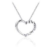 Sterling Silver heart pendant half hearts/half plain image