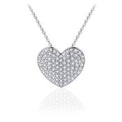 Sterling Silver heart pendant puffed cz heart pendant image