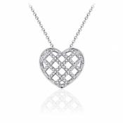 Sterling Silver open lattice cz heart pendant image
