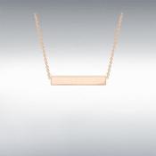 STERLING SILVER ROSE GOLD PLATED 32MM X 5MM HORIZONTAL BAR NECKLACE 43CM/17" image