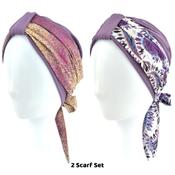 Zanzibar Turban &amp; 2 Scarf Set | Lilac Patterned | Rokoko