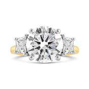Round &amp; Trapezoid Diamond Three Stone Ring 5.81ct