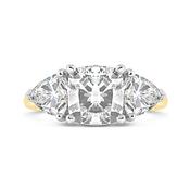 Cushion &amp; Trillion Diamond Three Stone Ring 3.67ct