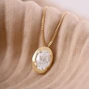 Bezel Set Oval Diamond Pendant 0.50ct image