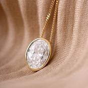 Bezel Set Oval Diamond Pendant 0.70ct image