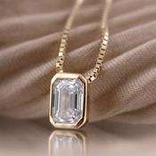 Bezel Set Emerald Diamond Pendant 0.75ct