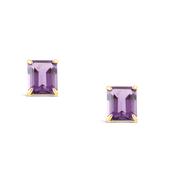 Emerald Cut Amethyst Stud Earrings 3ct image